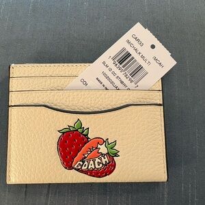 Coach Off White Strawberry Multi Card Holder-Retail $93 NWT